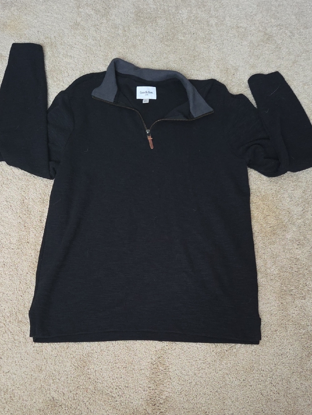 Goodfellow & Co Men's Black Half-Zip Sweater with Gray Interior Collar
